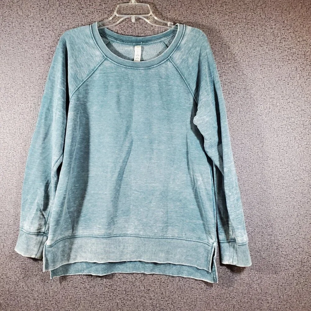 Balance Collection Lightweight Fleece Yoga Tunic Sweatshirt Faded Teal L - Picture 1 of 3
